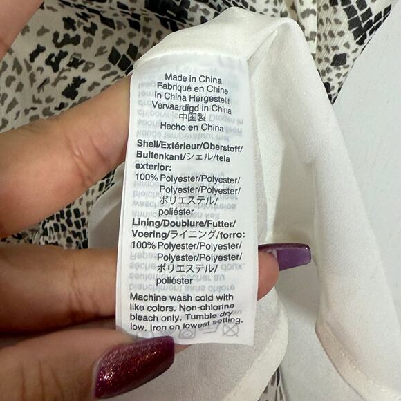 NEW J. Crew Dress Womens Size Medium Gray Snakeskin Balloon Sleeve Smocked Waist - Picture 9 of 10